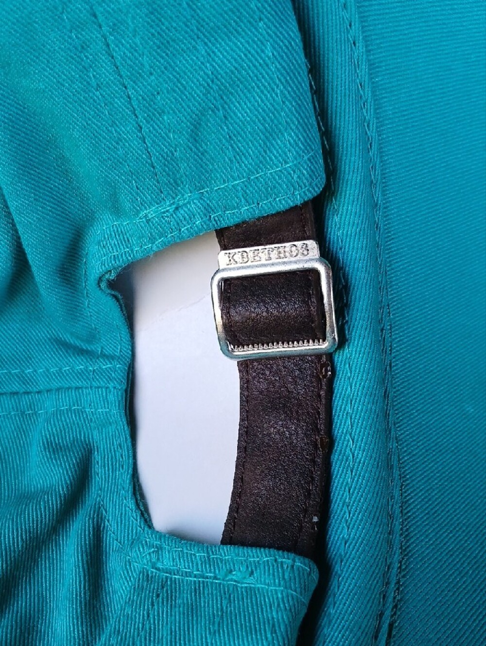 KBETHOS Teal Cadet Cap with Dark Brown Leather Strap - Picture 3 of 3